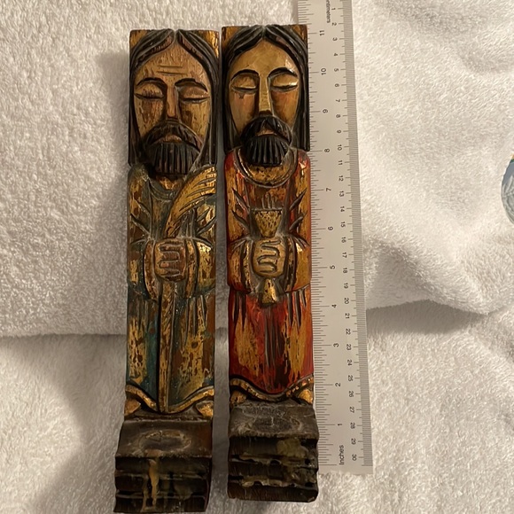 Vintage (probably antique) religious art/icons. Matthew and John? Wall CandleHld - Picture 13 of 15